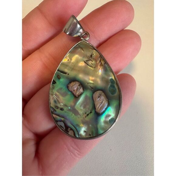 18kgp Abalone Shell Large Pendant double sided - Picture 2 of 8